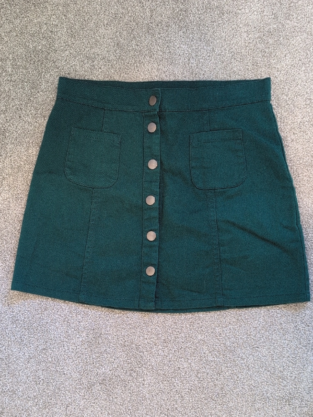 Harlow Forest Green Button-Front Mini Skirt